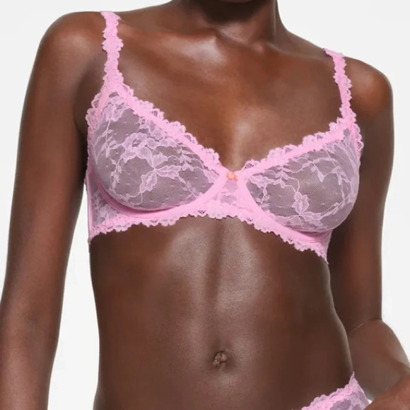 Skims Stretch lace Intimates‎ underwire scoop bra Pink BA-SCP-3575 size 36A - Picture 7 of 8